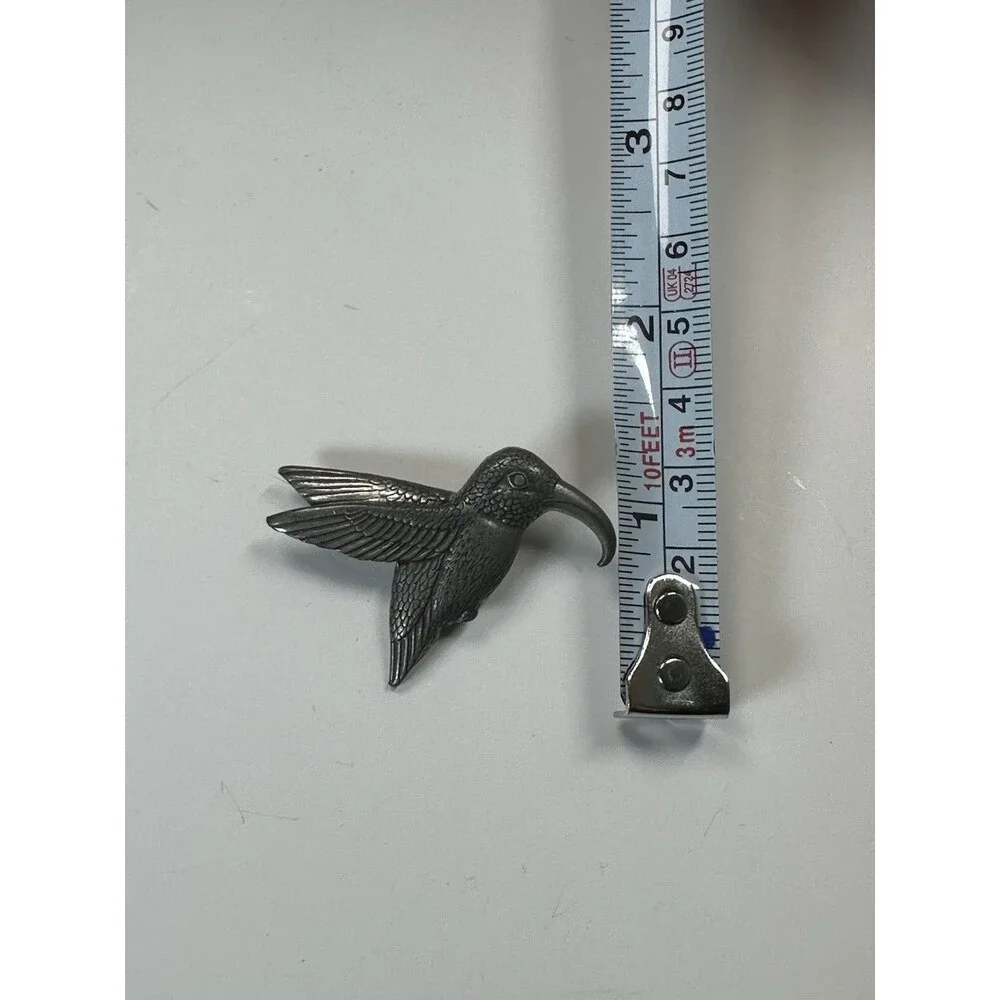 1996 Vintage Pewter Hummingbird Brooch Lapel Pin Danforth Signed Handmade Birds